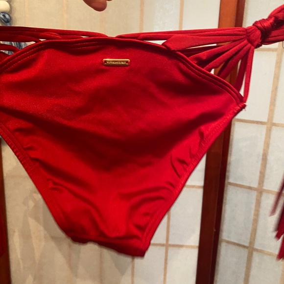 Victoria’s Secret NWT red bikini bottom fringe macrame ties - Picture 6 of 10